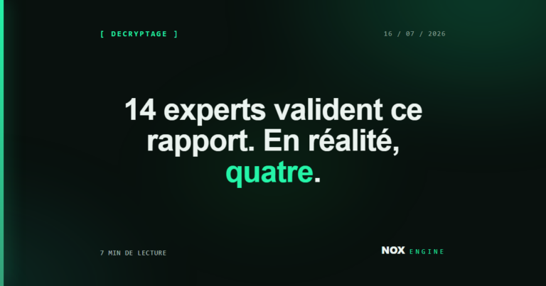 Decryptage Nox Engine : 14 experts valident ce rapport, en realite quatre