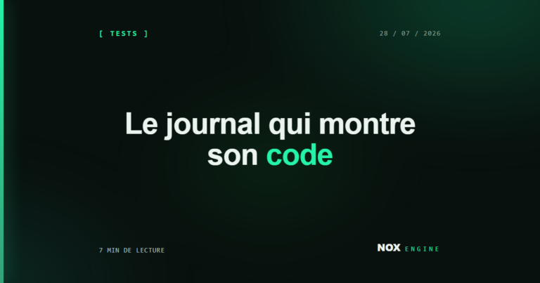 Vignette Nox Engine, fiche dayflow : Le journal qui montre son code
