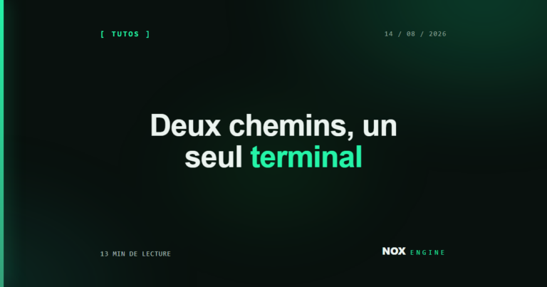 Vignette Nox Engine, fiche installer-claude-code-windows : Deux chemins, un seul terminal