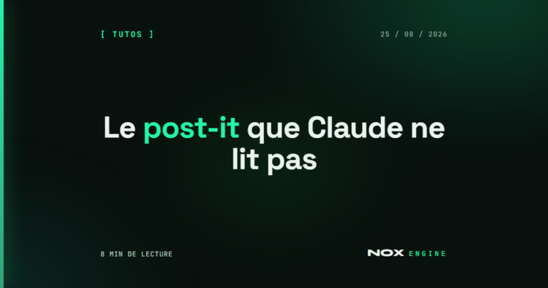 Vignette Nox Engine, fiche claude-code-hooks : Le post-it que Claude ne lit pas