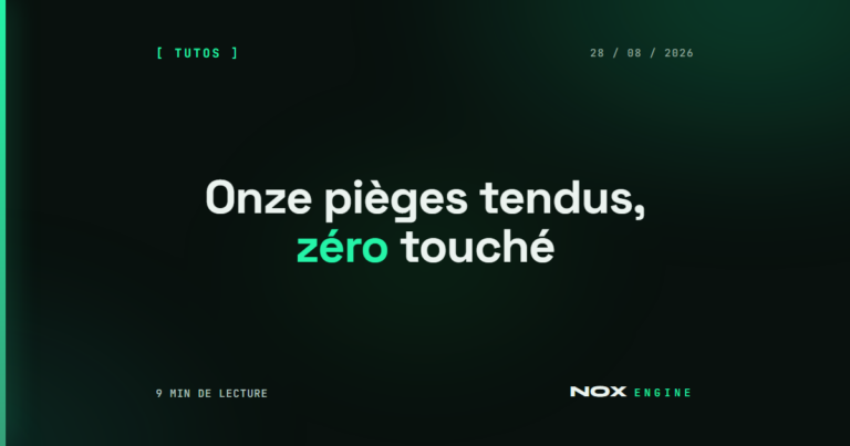 Vignette Nox Engine, fiche prompt-injection-claude-code : Onze pièges tendus, zéro touché